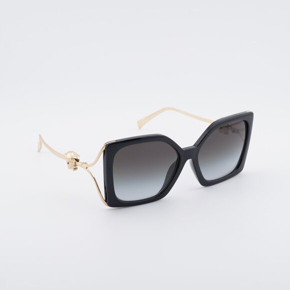 Versace VE4502U GB1/87 Sunglasses Black/Gold Square Frame, Grey Gradient Lenses - Picture 3 of 9